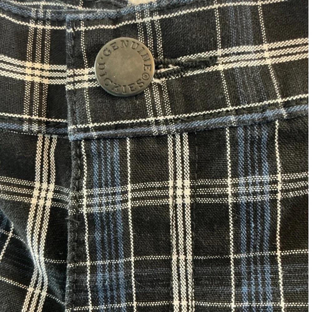 Genuine Dickies Plaid Shorts Mens 32 Black Blue Casual Workwear GR780AMP